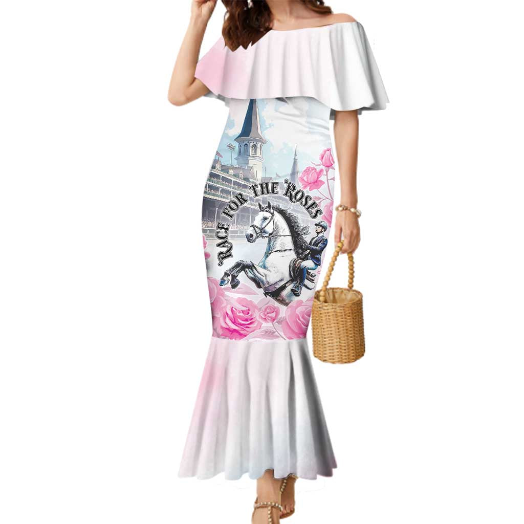 Kentucky Horse Race Family Matching Mermaid Dress and Hawaiian Shirt Race For The Roses Churchill Downs