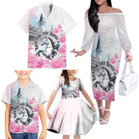 Kentucky Horse Race Family Matching Off The Shoulder Long Sleeve Dress and Hawaiian Shirt Race For The Roses Churchill Downs