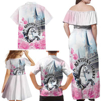 Kentucky Horse Race Family Matching Off Shoulder Maxi Dress and Hawaiian Shirt Race For The Roses Churchill Downs
