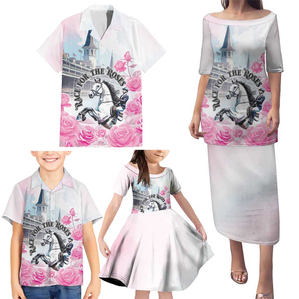 Kentucky Horse Race Family Matching Puletasi and Hawaiian Shirt Race For The Roses Churchill Downs