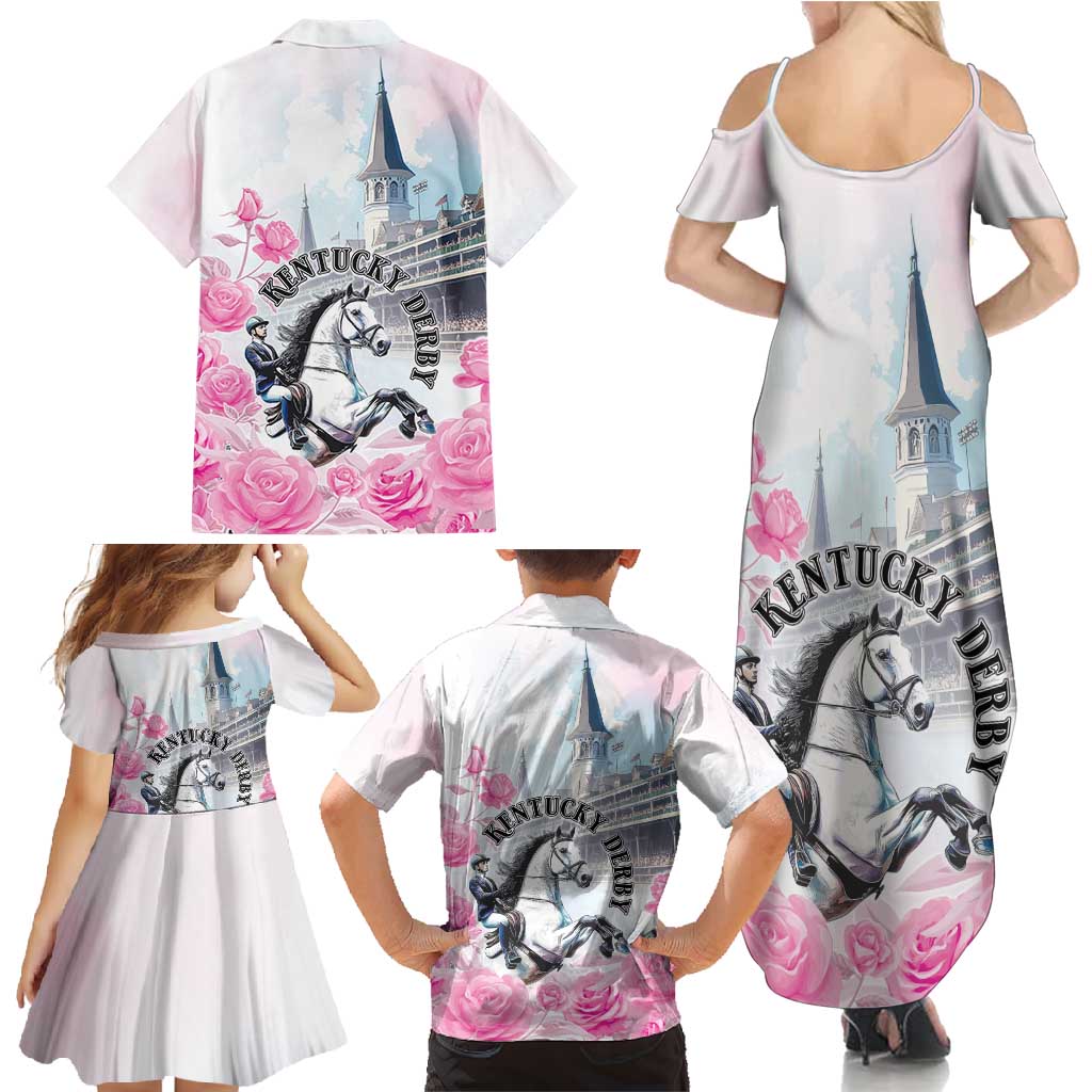 Kentucky Horse Race Family Matching Summer Maxi Dress and Hawaiian Shirt Race For The Roses Churchill Downs