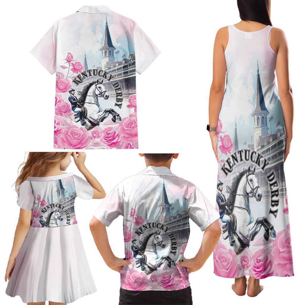 Kentucky Horse Race Family Matching Tank Maxi Dress and Hawaiian Shirt Race For The Roses Churchill Downs