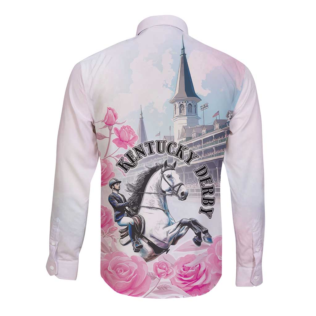 Kentucky Horse Race Long Sleeve Button Shirt Race For The Roses Churchill Downs