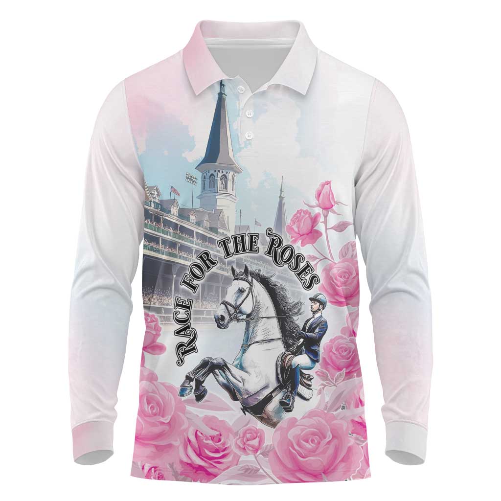 Kentucky Horse Race Long Sleeve Polo Shirt Race For The Roses Churchill Downs