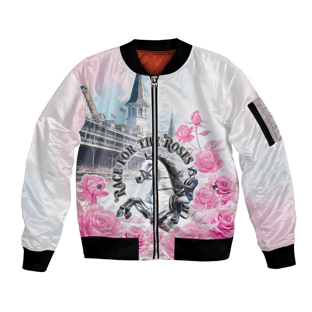 Kentucky Horse Race Sleeve Zip Bomber Jacket Race For The Roses Churchill Downs