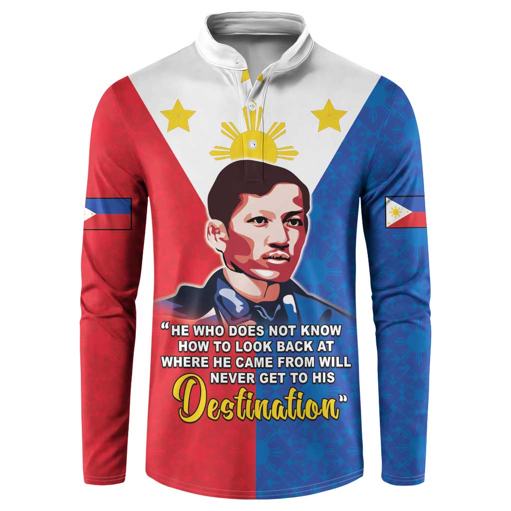 Philippines Filipinos Button Sweatshirt Jose Rizal Flag Style