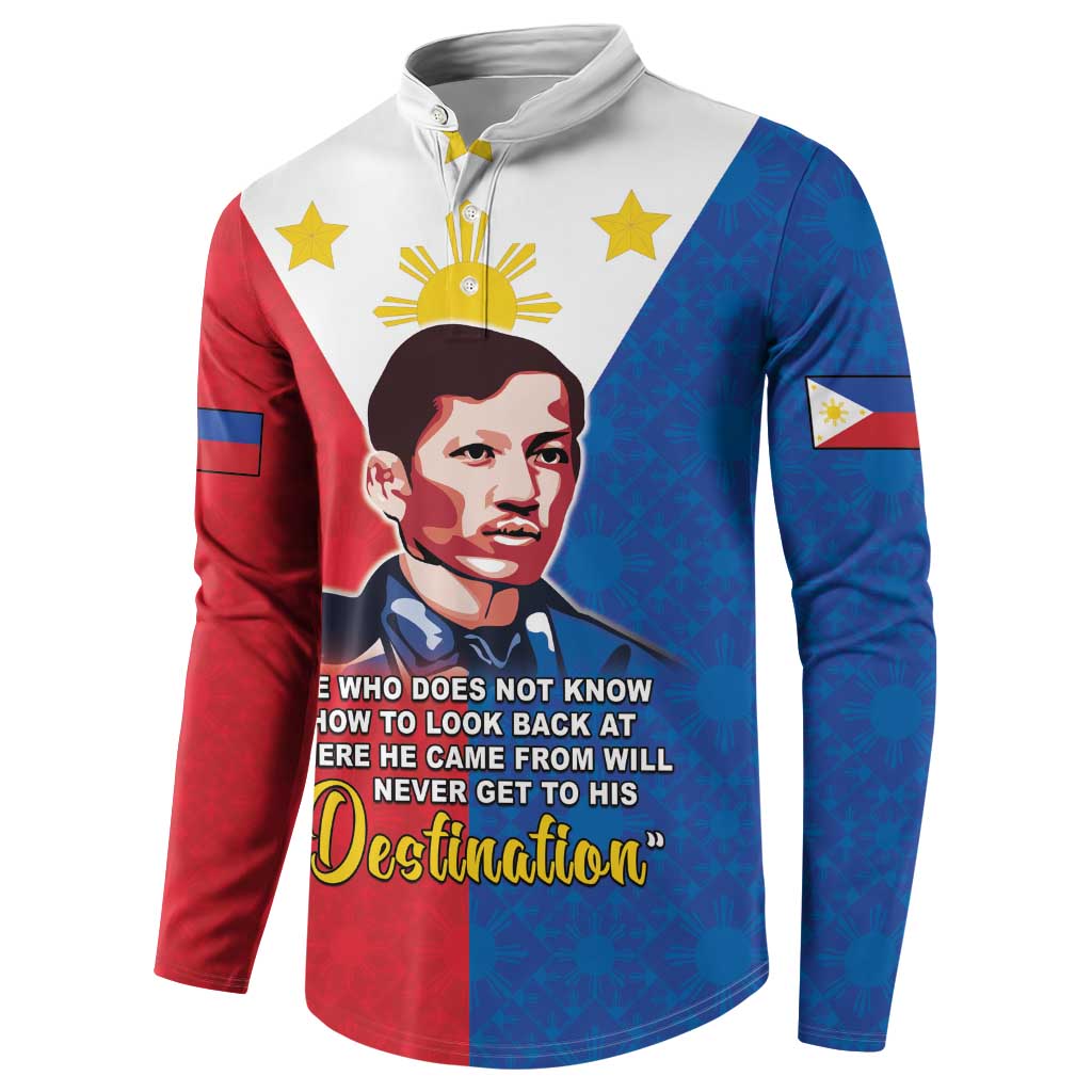 Philippines Filipinos Button Sweatshirt Jose Rizal Flag Style