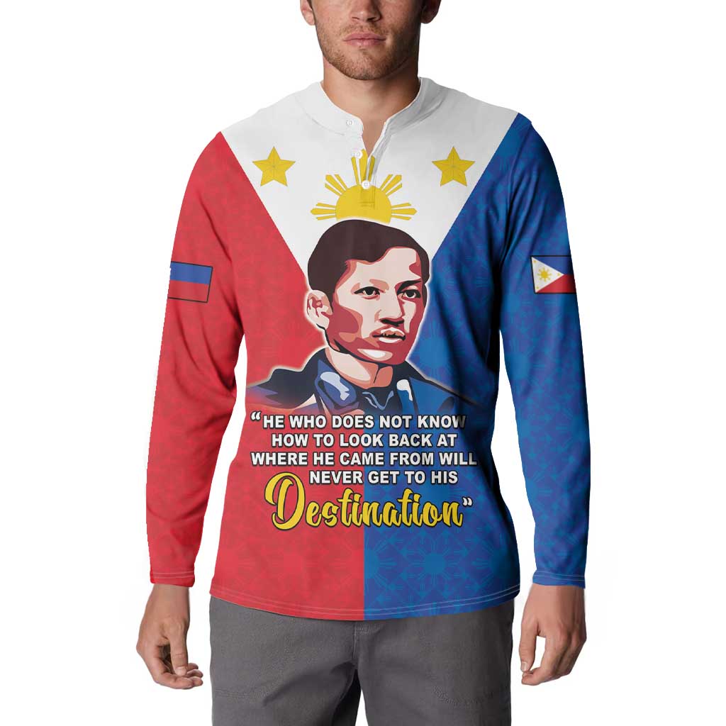 Philippines Filipinos Button Sweatshirt Jose Rizal Flag Style