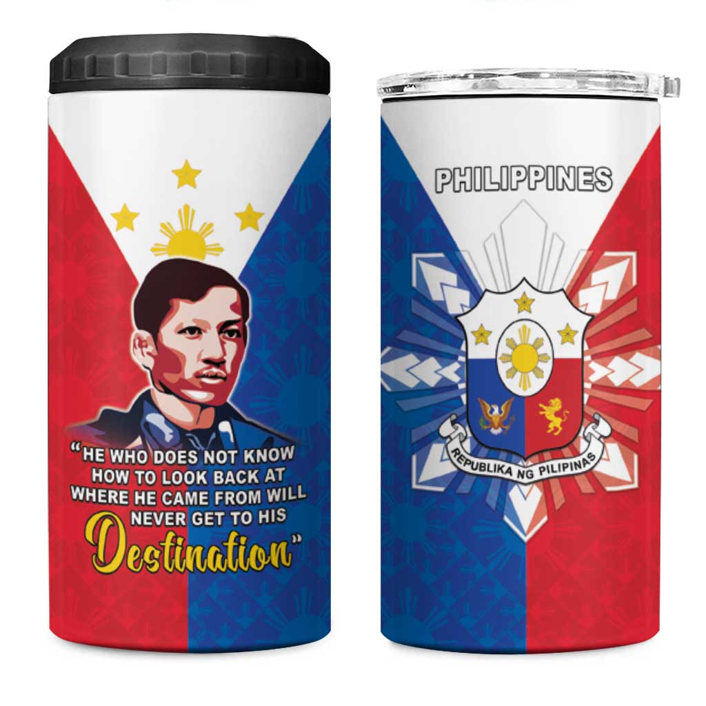Philippines Filipinos 4 in 1 Can Cooler Tumbler Jose Rizal Flag Style