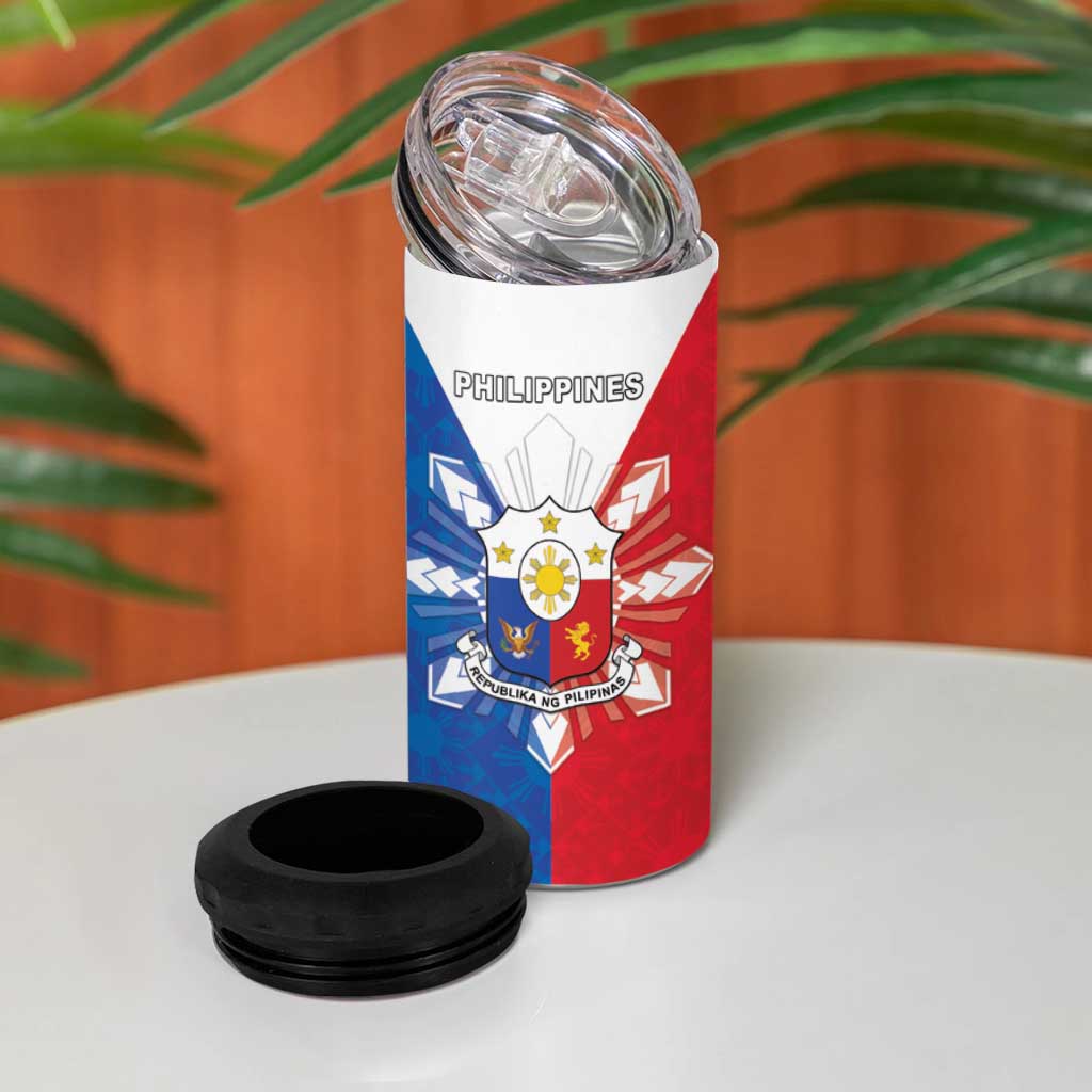 Philippines Filipinos 4 in 1 Can Cooler Tumbler Jose Rizal Flag Style