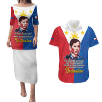 Philippines Filipinos Couples Matching Puletasi and Hawaiian Shirt Jose Rizal Flag Style