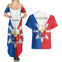 Philippines Filipinos Couples Matching Summer Maxi Dress and Hawaiian Shirt Jose Rizal Flag Style