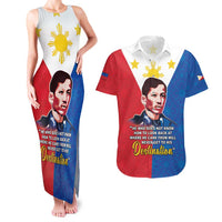 Philippines Filipinos Couples Matching Tank Maxi Dress and Hawaiian Shirt Jose Rizal Flag Style