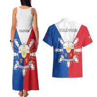 Philippines Filipinos Couples Matching Tank Maxi Dress and Hawaiian Shirt Jose Rizal Flag Style