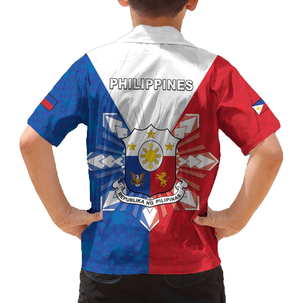 Philippines Filipinos Family Matching Off The Shoulder Long Sleeve Dress and Hawaiian Shirt Jose Rizal Flag Style