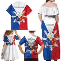 Philippines Filipinos Family Matching Off Shoulder Maxi Dress and Hawaiian Shirt Jose Rizal Flag Style