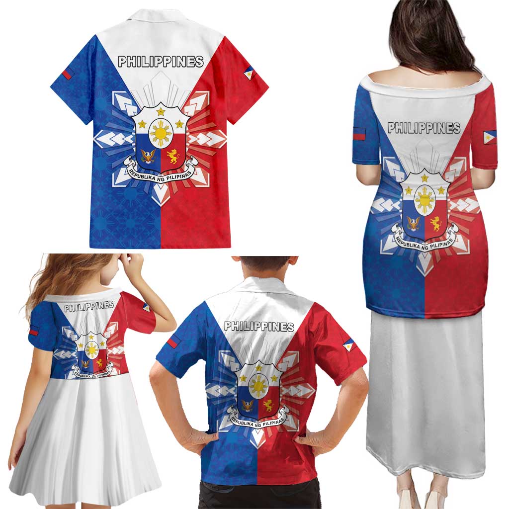 Philippines Filipinos Family Matching Puletasi and Hawaiian Shirt Jose Rizal Flag Style
