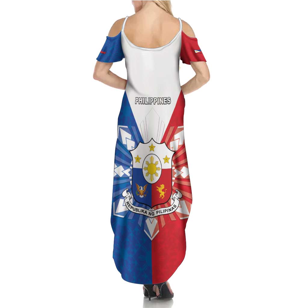Philippines Filipinos Family Matching Summer Maxi Dress and Hawaiian Shirt Jose Rizal Flag Style