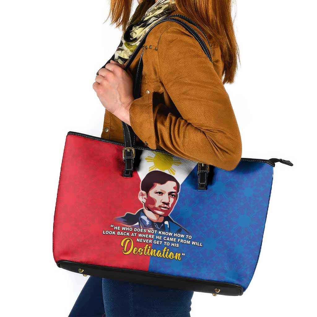 Philippines Filipinos Leather Tote Bag Jose Rizal Flag Style