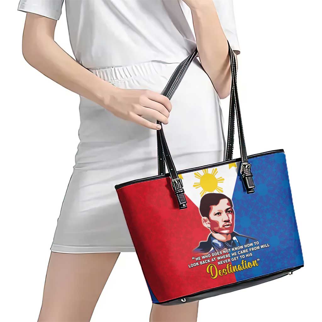 Philippines Filipinos Leather Tote Bag Jose Rizal Flag Style