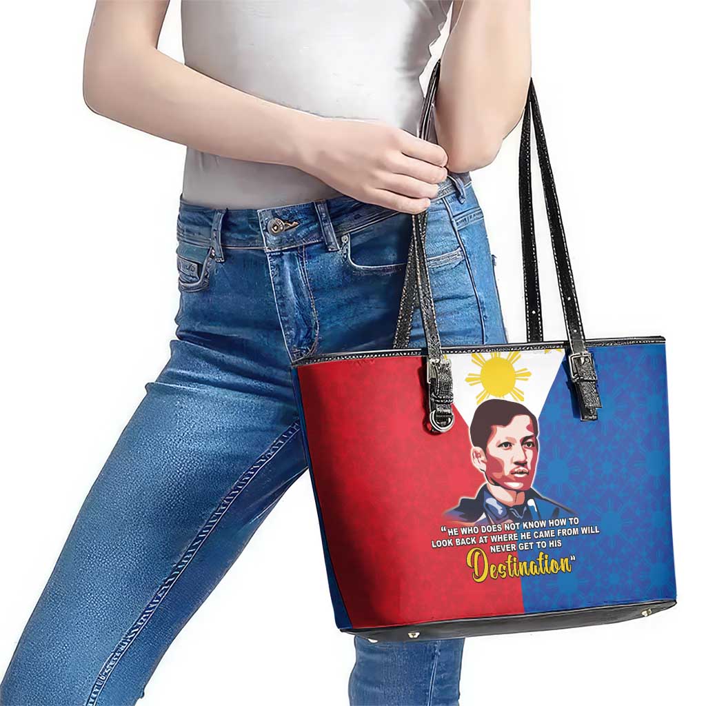 Philippines Filipinos Leather Tote Bag Jose Rizal Flag Style