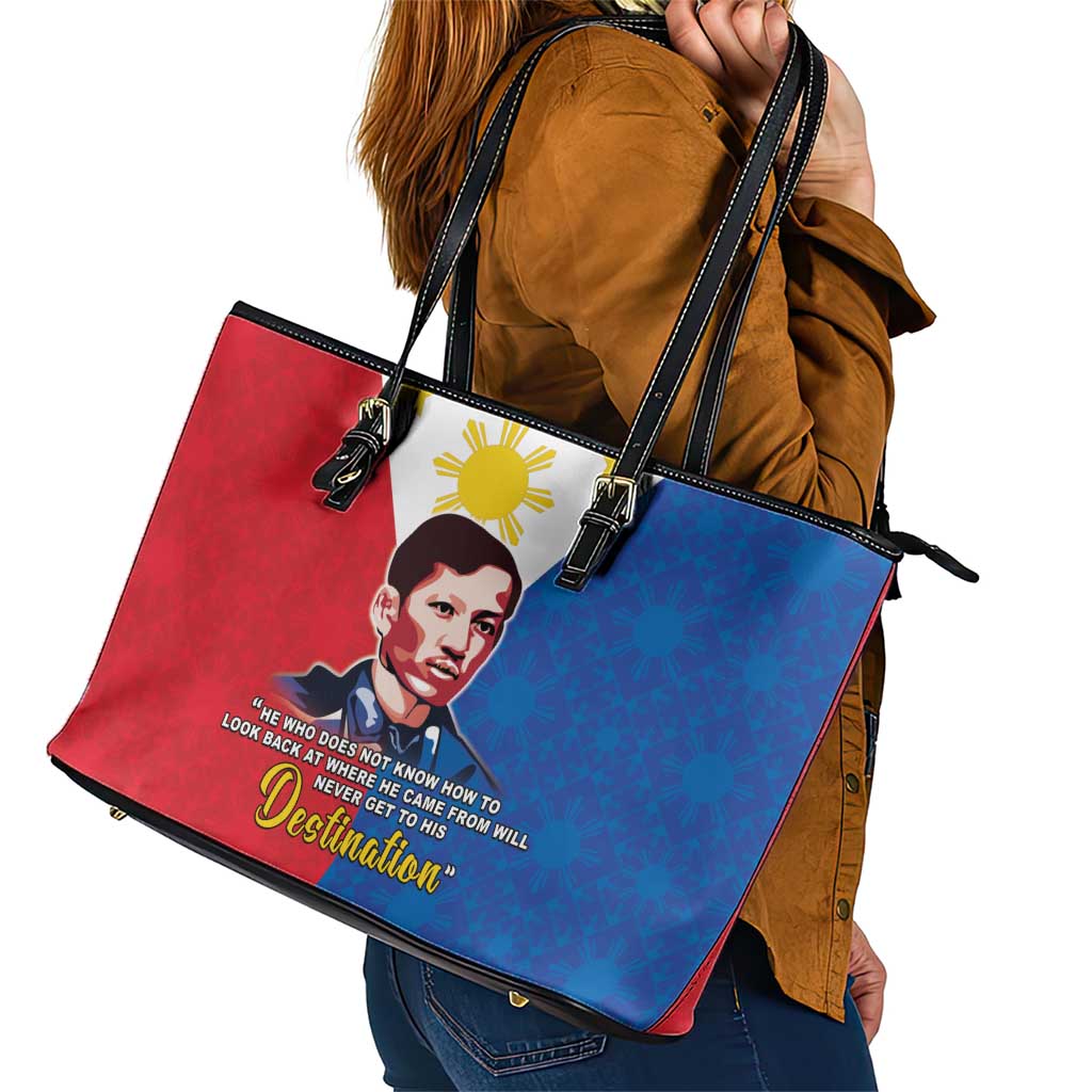 Philippines Filipinos Leather Tote Bag Jose Rizal Flag Style