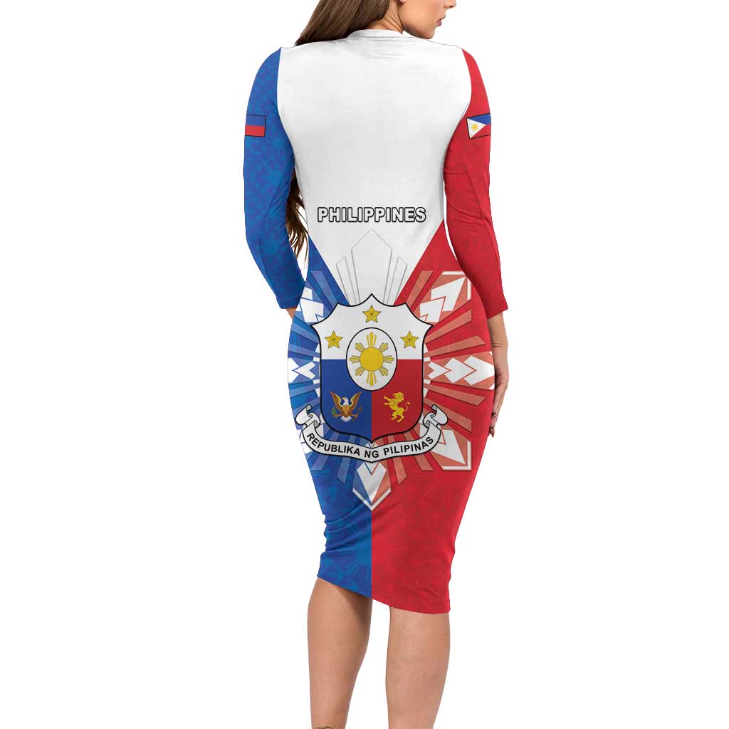 Philippines Filipinos Long Sleeve Bodycon Dress Jose Rizal Flag Style