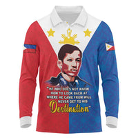 Philippines Filipinos Long Sleeve Polo Shirt Jose Rizal Flag Style