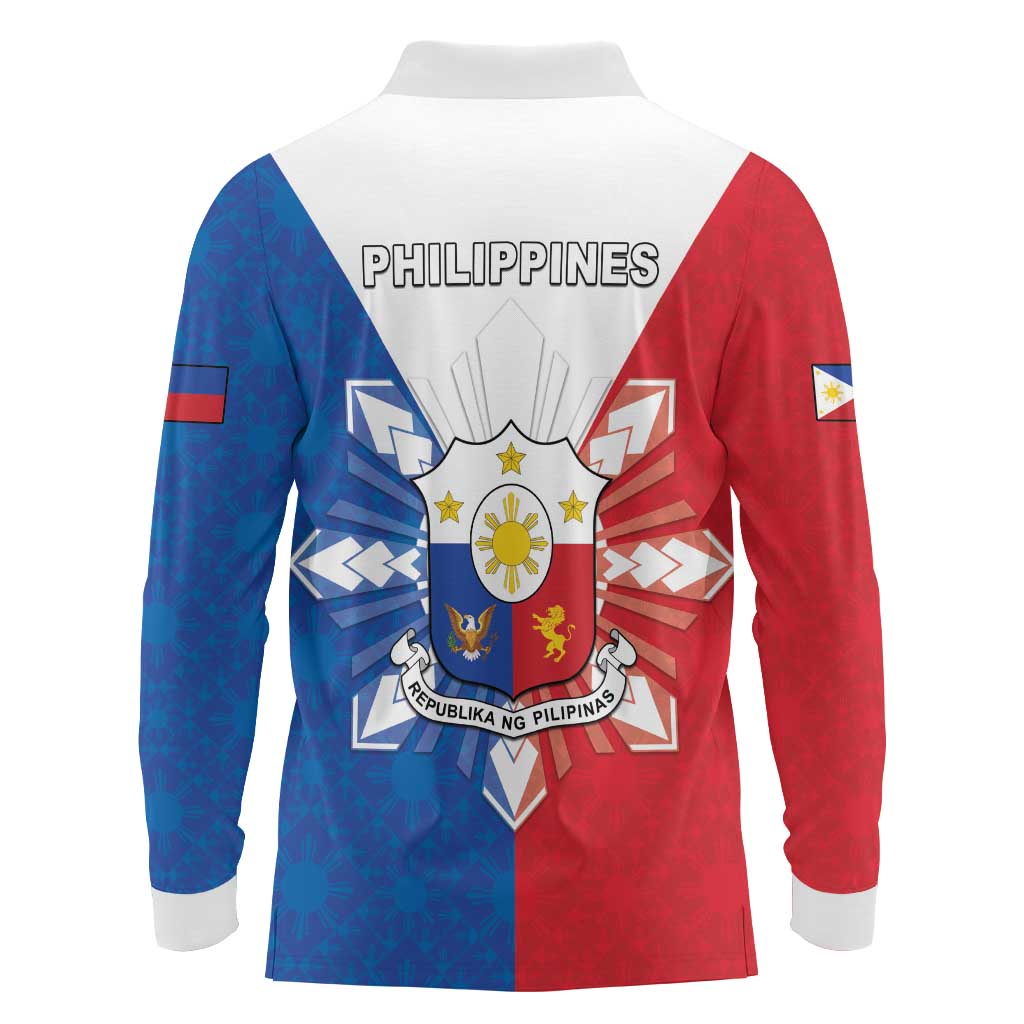 Philippines Filipinos Long Sleeve Polo Shirt Jose Rizal Flag Style