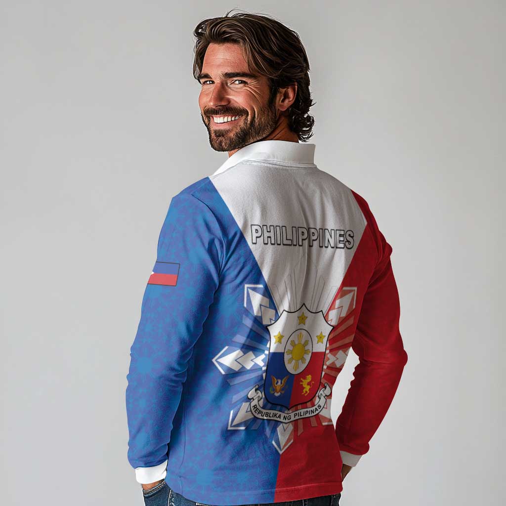 Philippines Filipinos Long Sleeve Polo Shirt Jose Rizal Flag Style