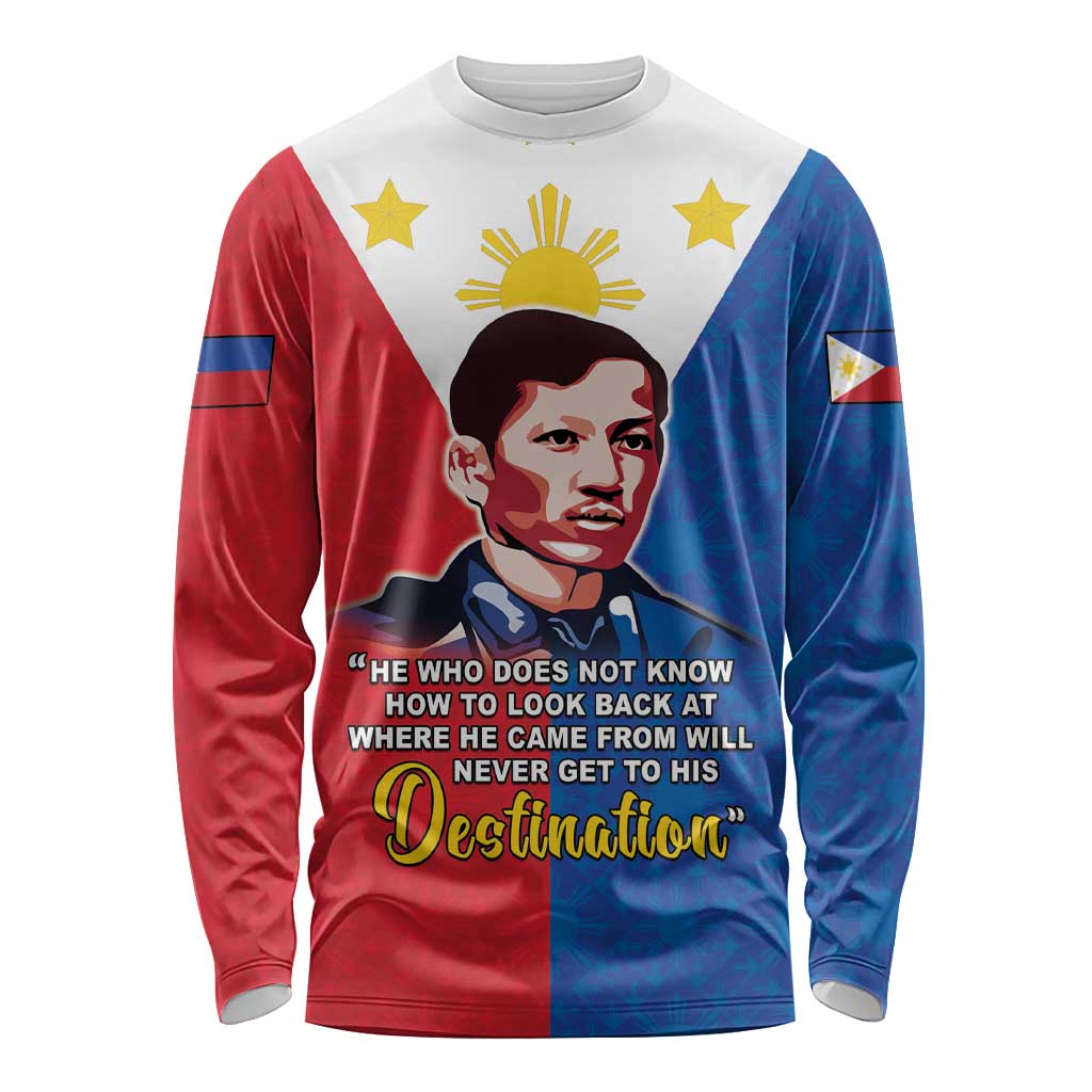 Philippines Filipinos Long Sleeve Shirt Jose Rizal Flag Style