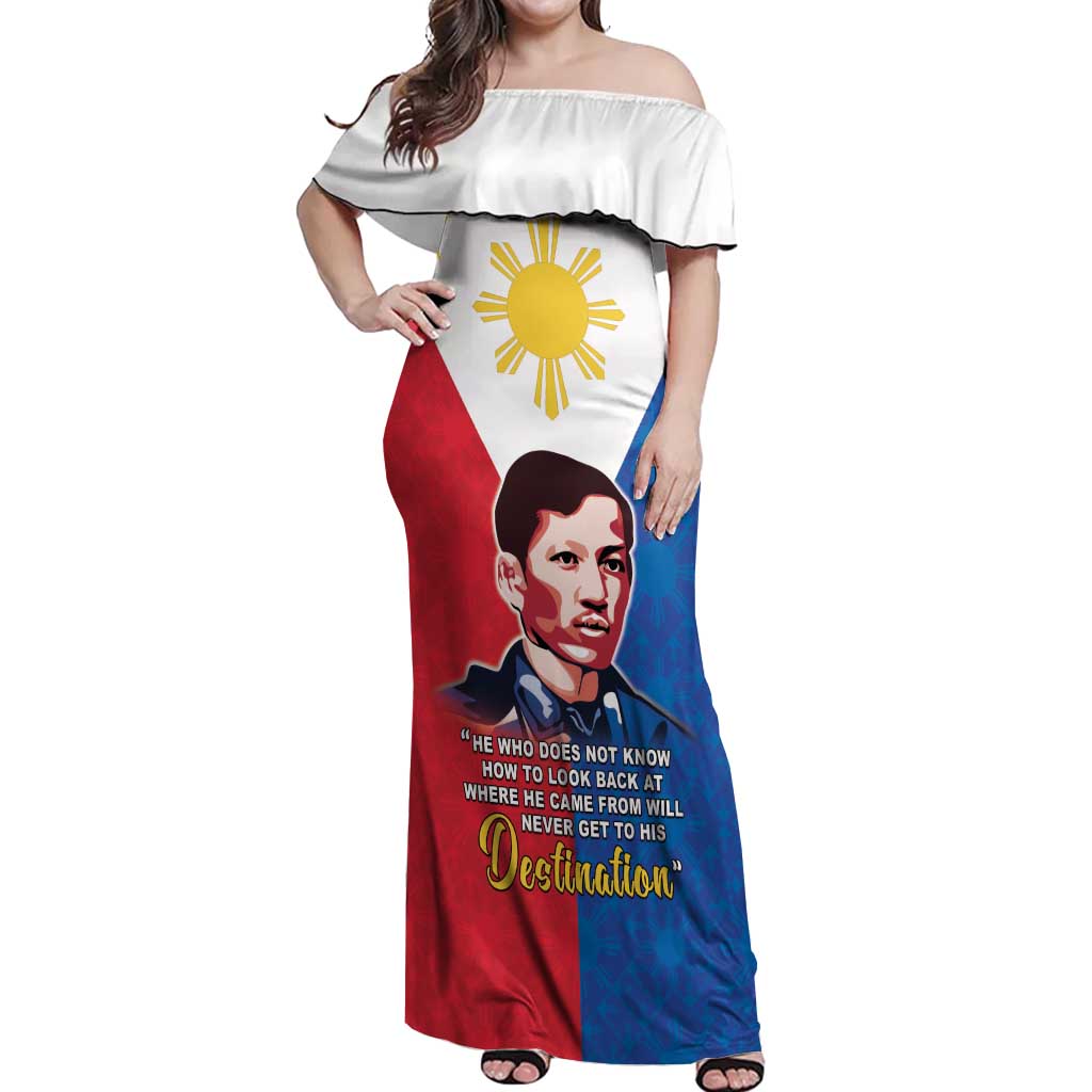 Philippines Filipinos Off Shoulder Maxi Dress Jose Rizal Flag Style