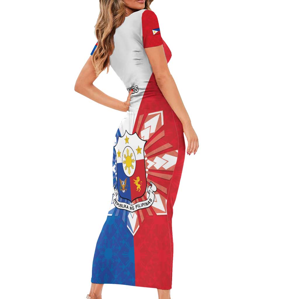Philippines Filipinos Short Sleeve Bodycon Dress Jose Rizal Flag Style