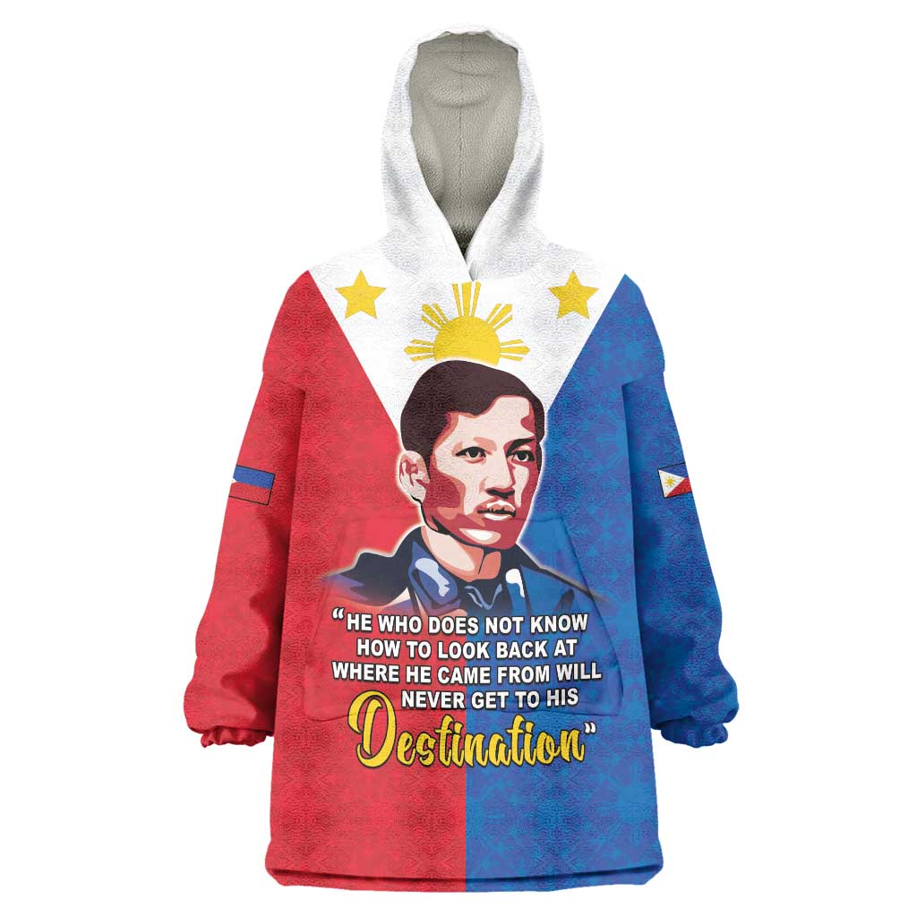 Philippines Filipinos Wearable Blanket Hoodie Jose Rizal Flag Style