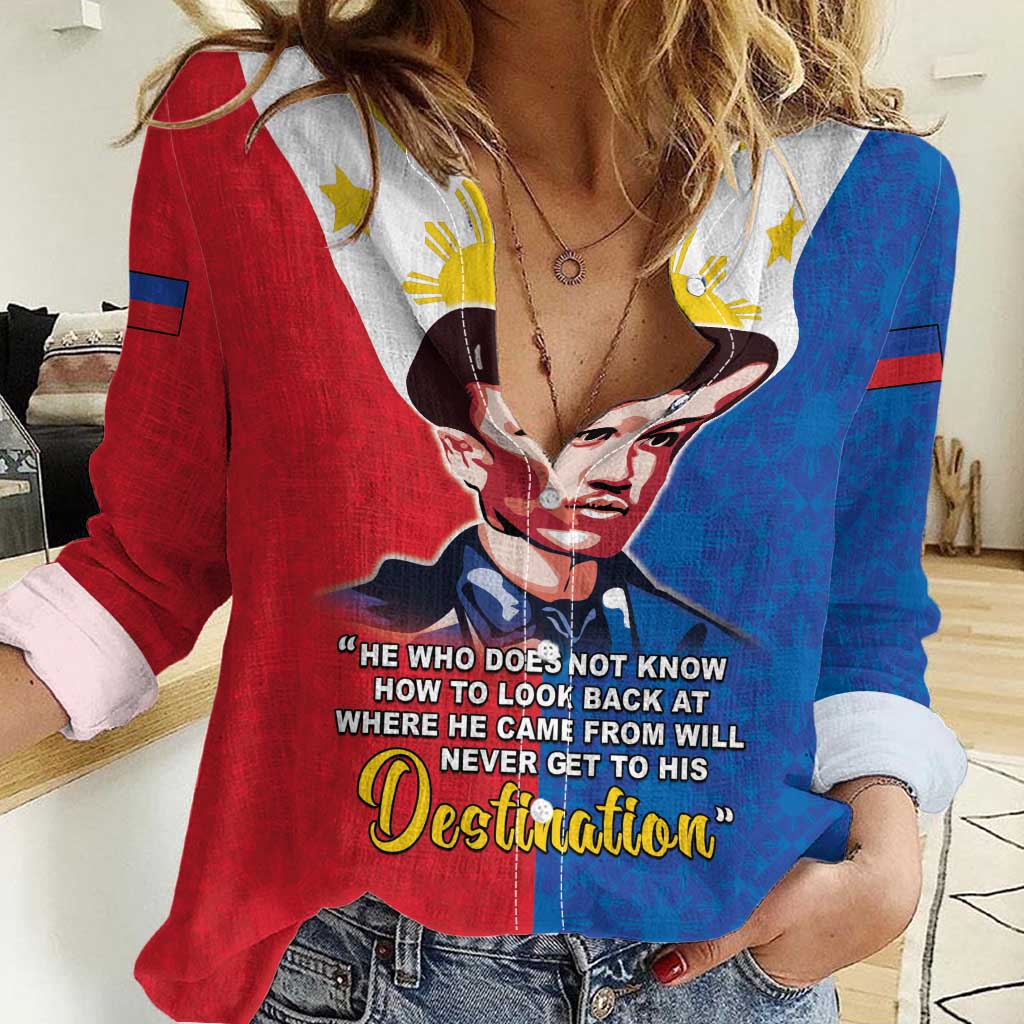 Philippines Filipinos Women Casual Shirt Jose Rizal Flag Style