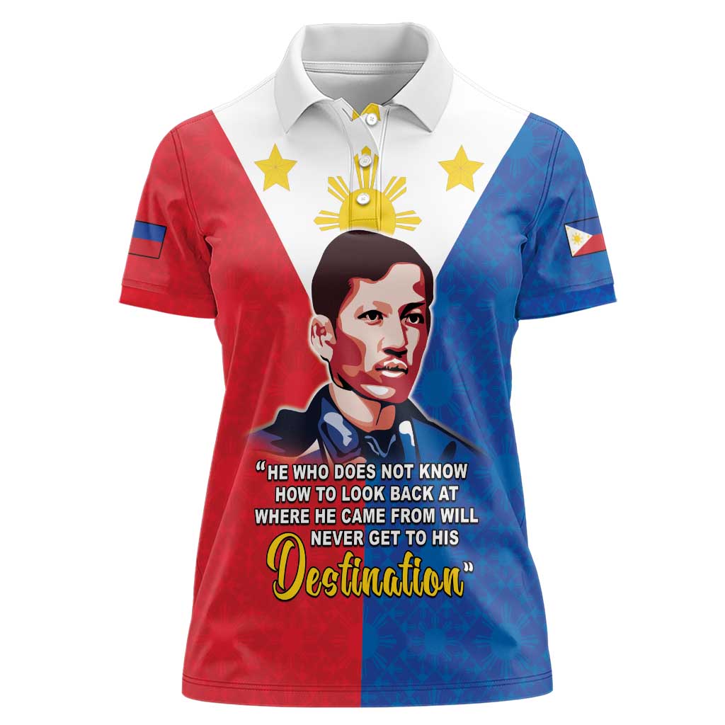 Philippines Filipinos Women Polo Shirt Jose Rizal Flag Style