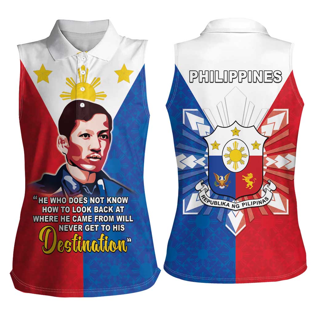 Philippines Filipinos Women Sleeveless Polo Shirt Jose Rizal Flag Style