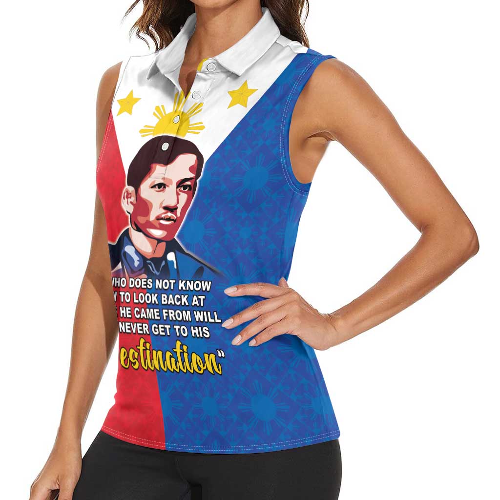 Philippines Filipinos Women Sleeveless Polo Shirt Jose Rizal Flag Style