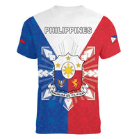 Philippines Filipinos Women V-Neck T-Shirt Jose Rizal Flag Style