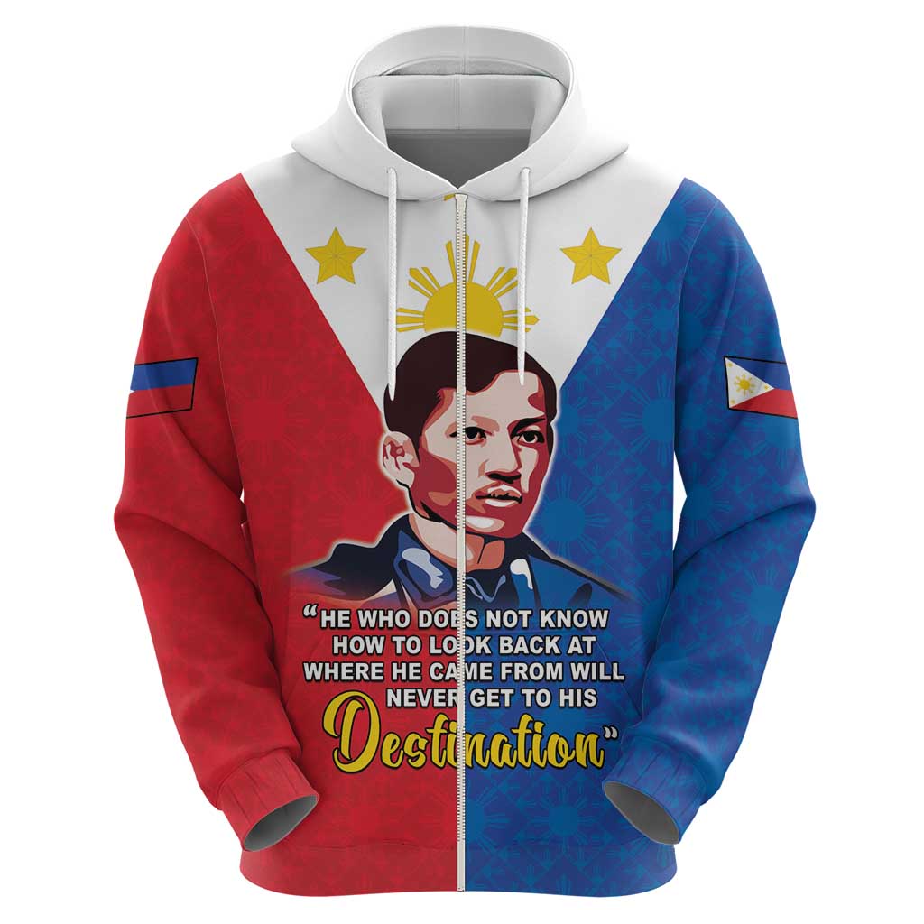 Philippines Filipinos Zip Hoodie Jose Rizal Flag Style