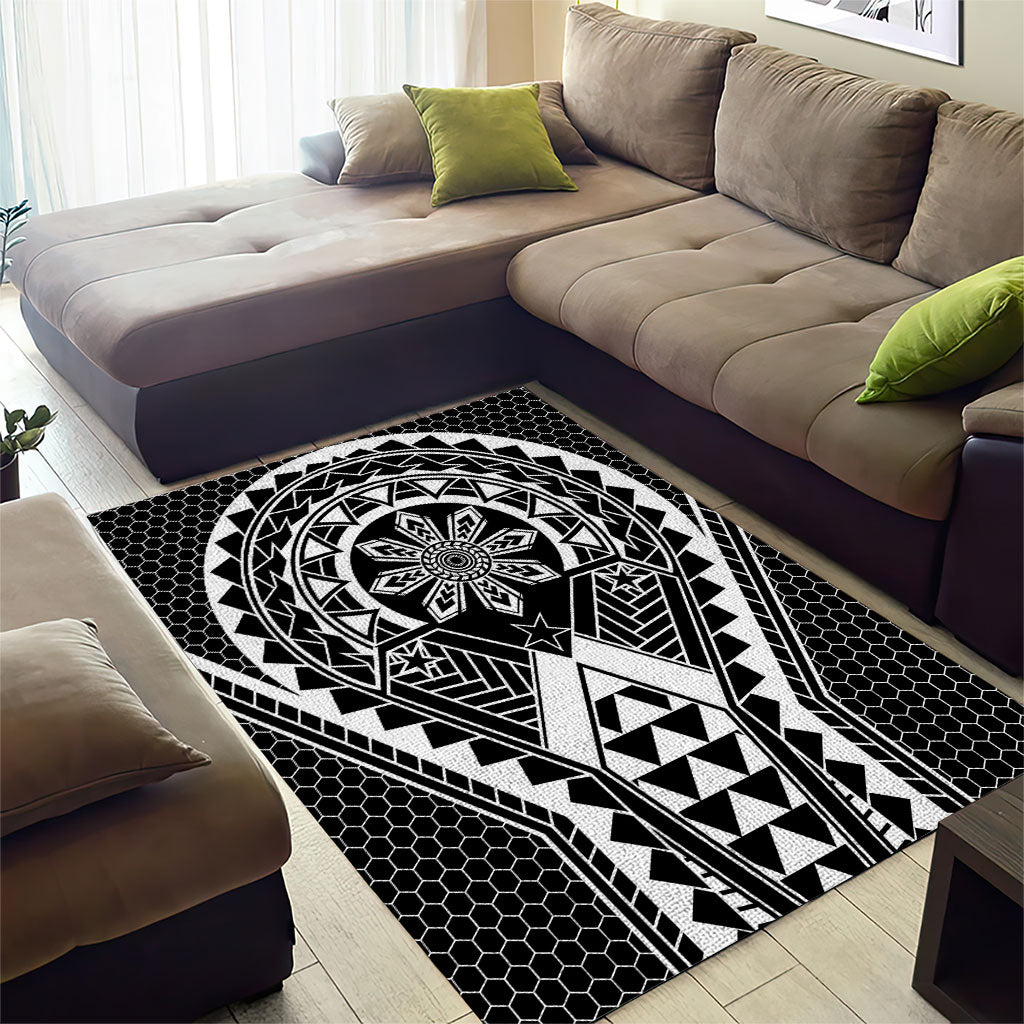 Philippines Batok Tribal Inspired Tattoo Black Area Rug