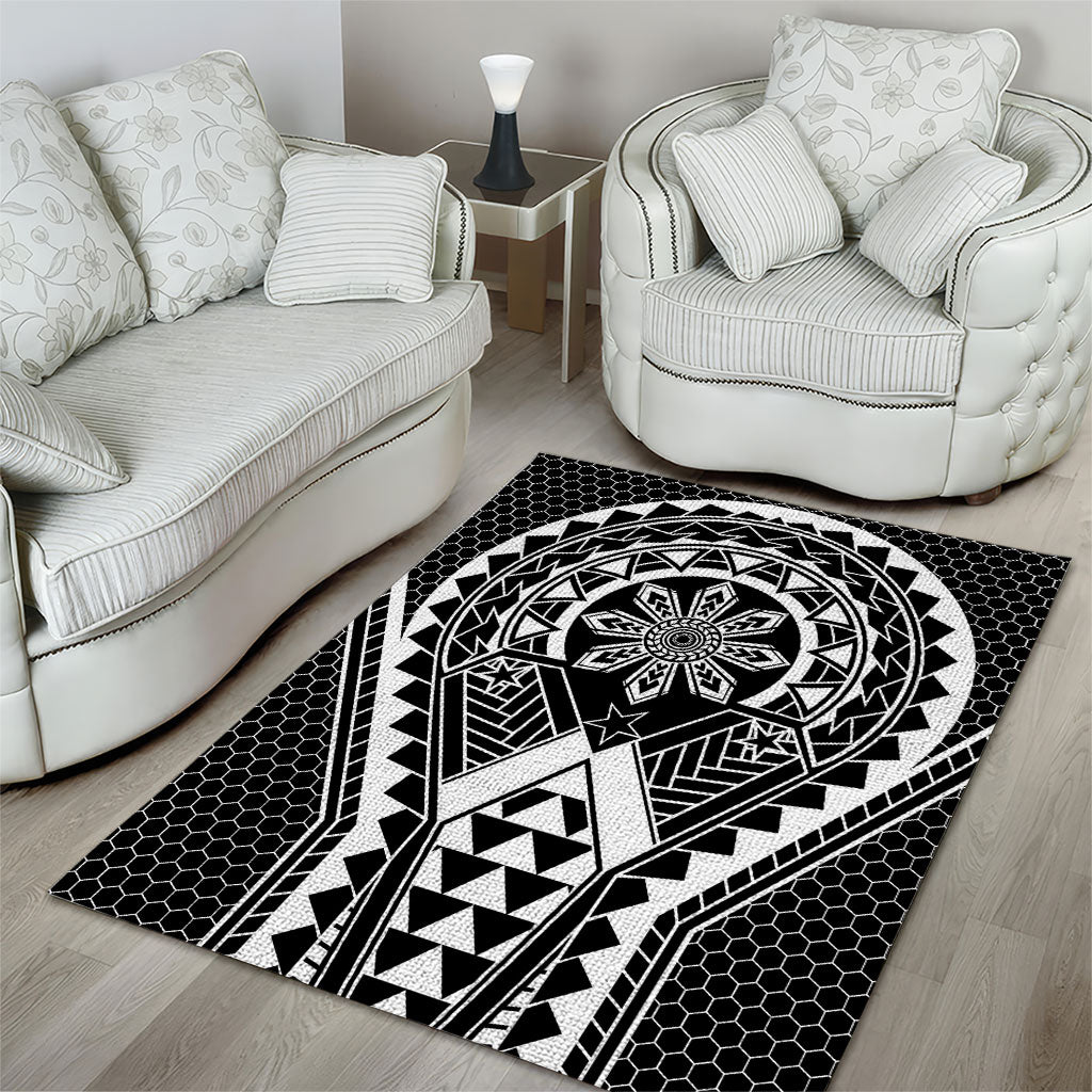 Philippines Batok Tribal Inspired Tattoo Black Area Rug