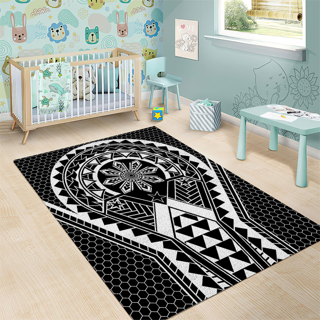 Philippines Batok Tribal Inspired Tattoo Black Area Rug