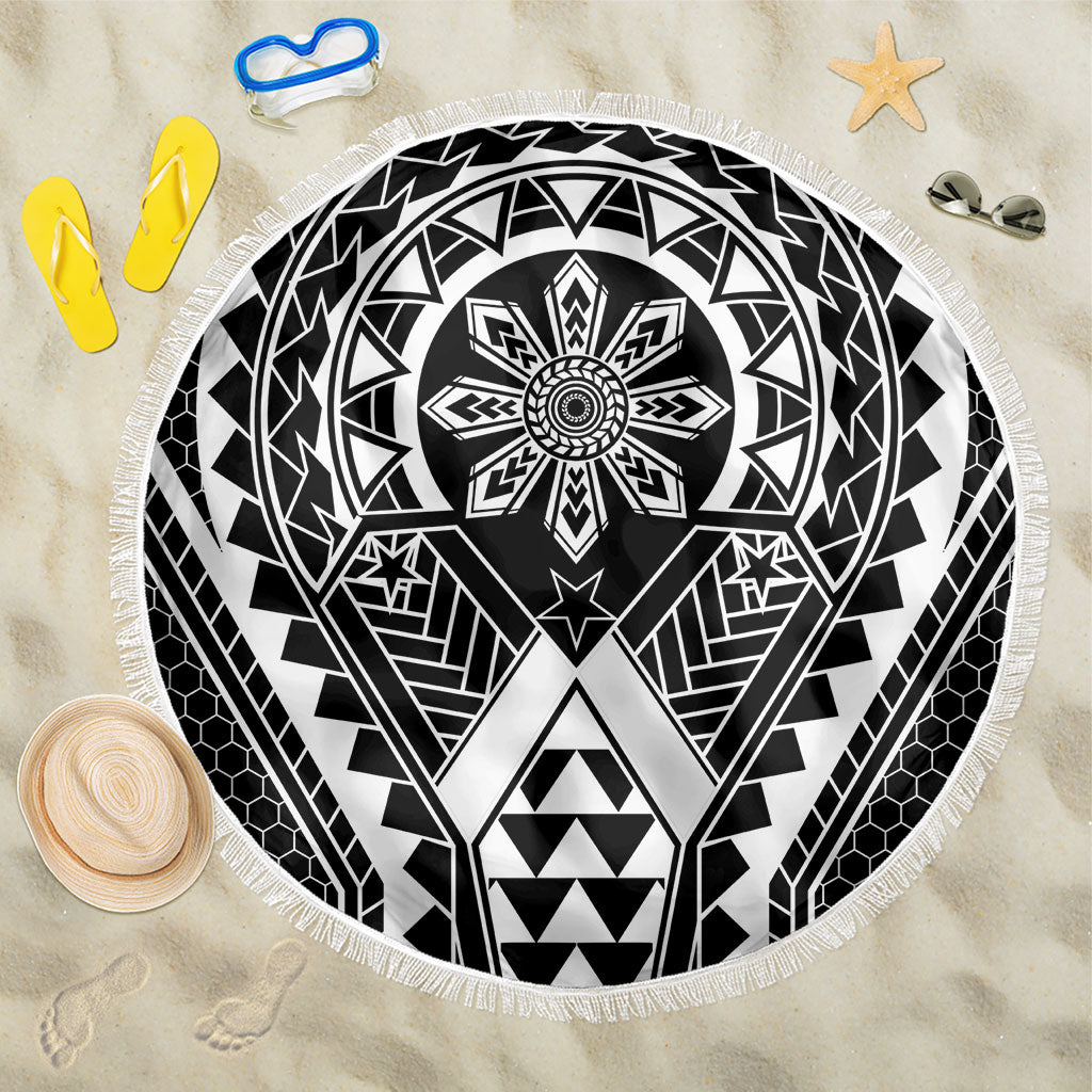 Philippines Batok Tribal Inspired Tattoo Black Beach Blanket