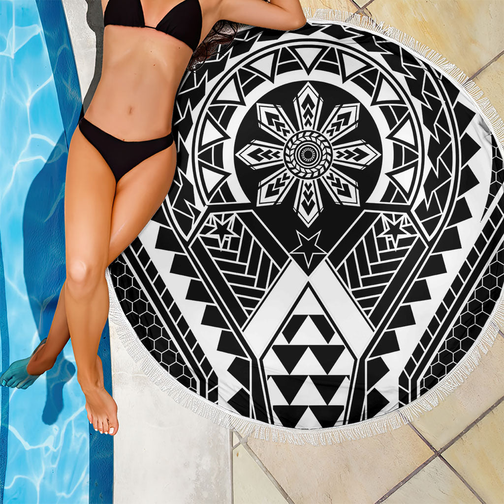 Philippines Batok Tribal Inspired Tattoo Black Beach Blanket