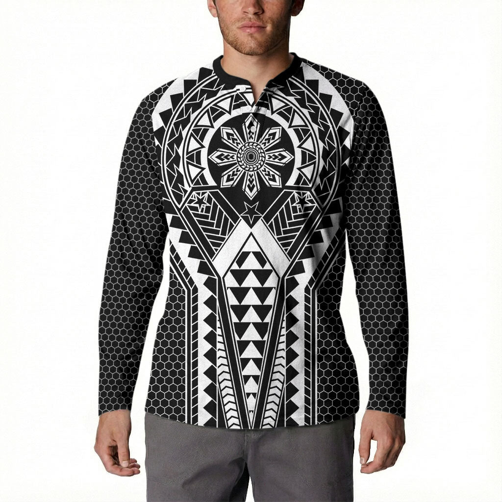 Philippines Batok Tribal Inspired Tattoo Black Button Sweatshirt