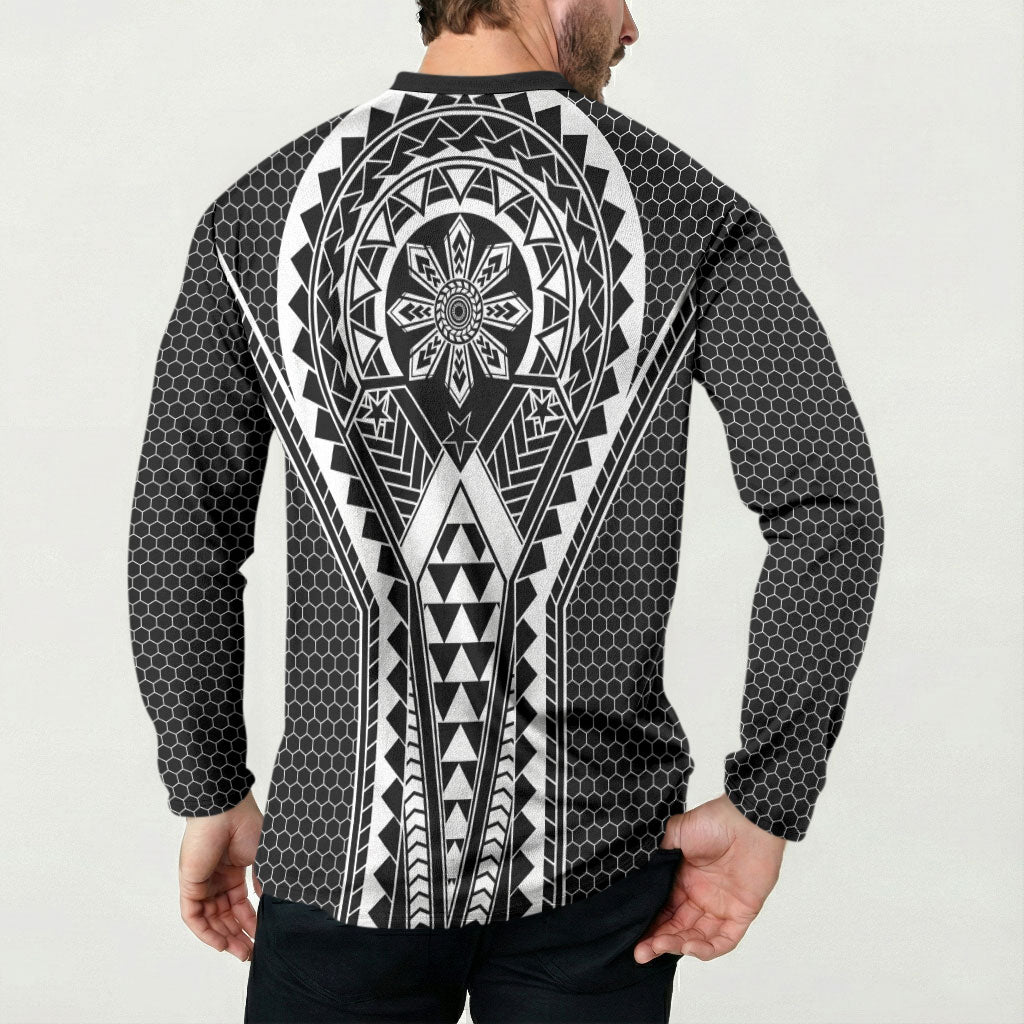 Philippines Batok Tribal Inspired Tattoo Black Button Sweatshirt