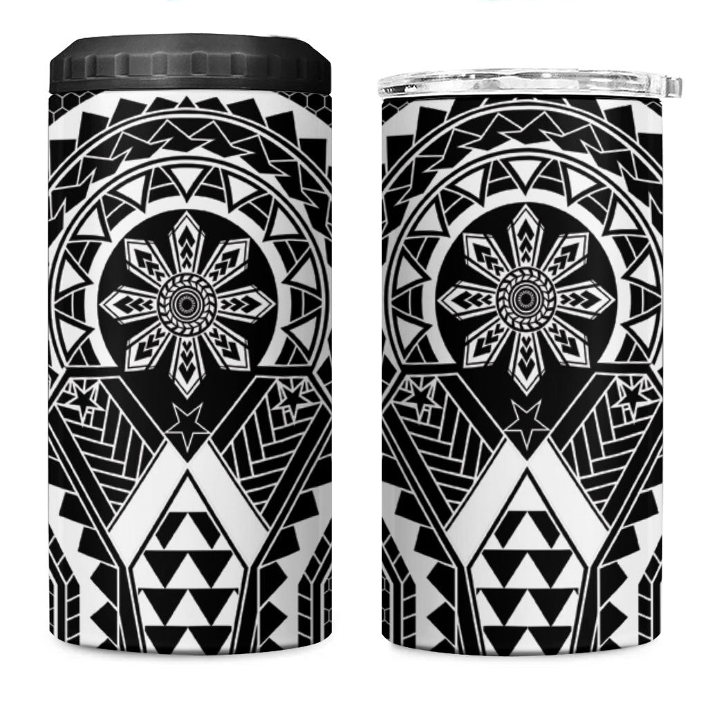 Philippines Batok Tribal Inspired Tattoo Black 4 in 1 Can Cooler Tumbler