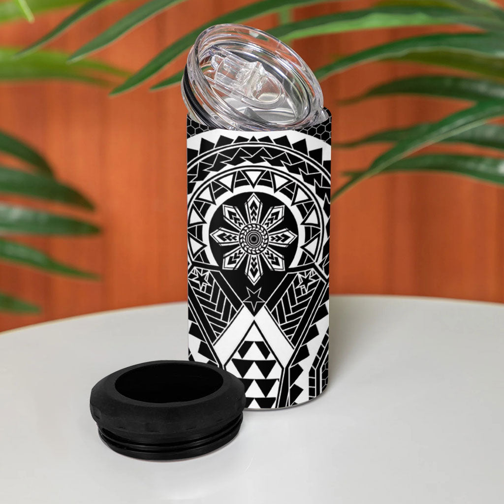 Philippines Batok Tribal Inspired Tattoo Black 4 in 1 Can Cooler Tumbler
