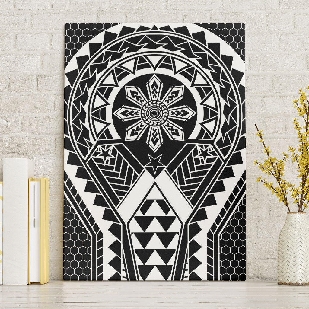 Philippines Batok Tribal Inspired Tattoo Black Canvas Wall Art